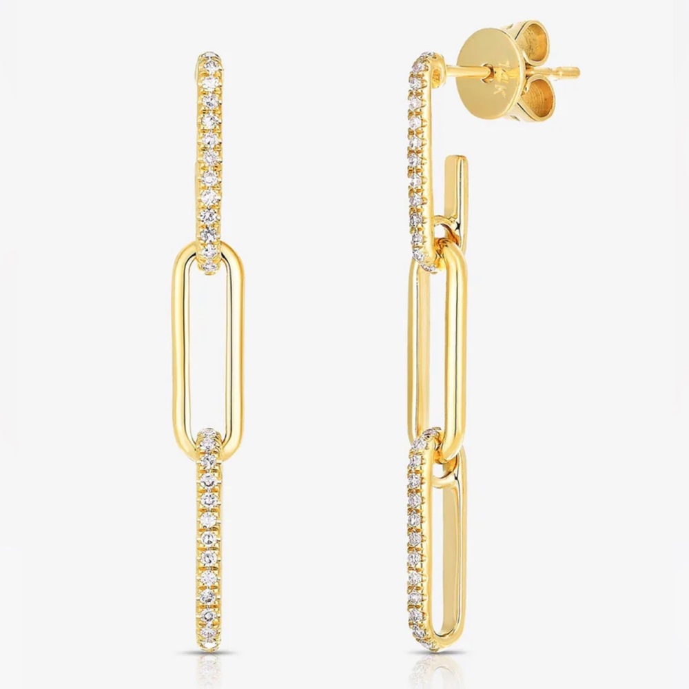 Ring Concierge Diamond Link Drop Earrings 14k Yellow Gold